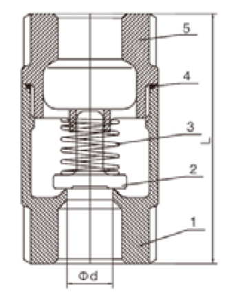Terugslagklep RVS Recht-stuk Veerbelast 1 1/2"