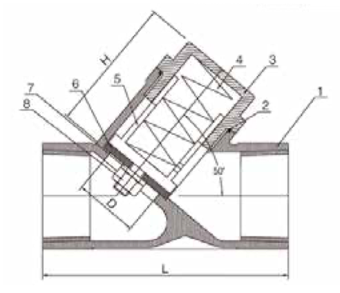 Terugslagklep RVS Y-Stuk 1 1/2" Veerbelast