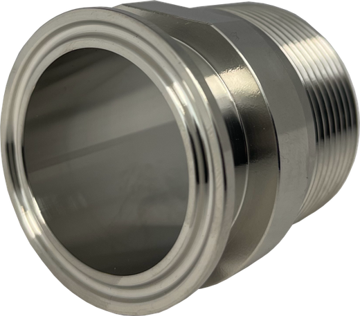 Tri-clamp verloopkoppeling 50,5mm met 1" BSP buitendraad
