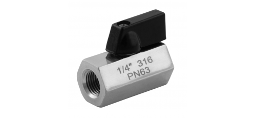 Mini kogelkraan RVS binnendraad 1/4"